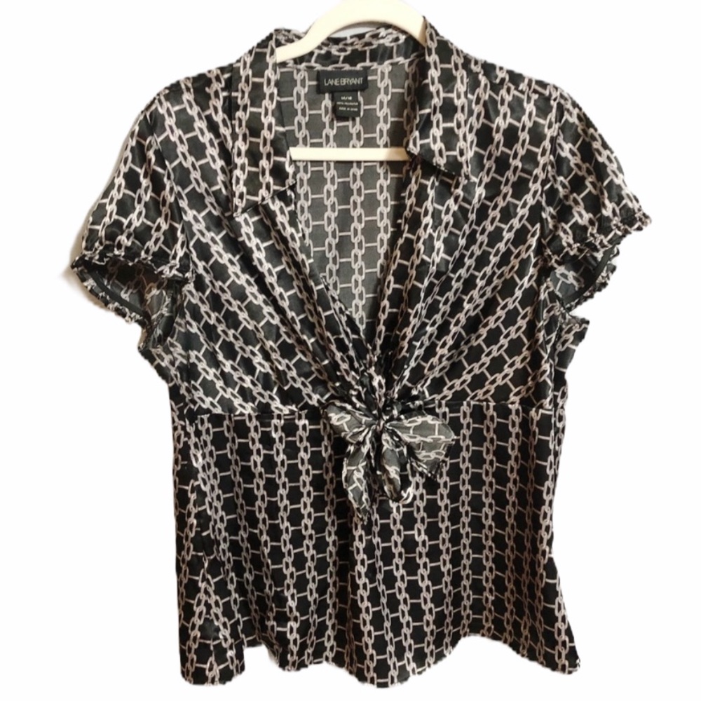 Lane Bryant Faux Wrap Babydoll Top